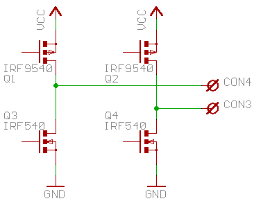 Brückenschaltung von vier MOSFETs